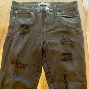 Express black midrise distressed legging jeans size 6